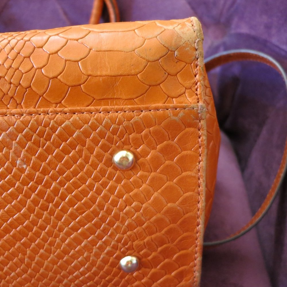 Calvin Klein Leather Bag, Orange Crocodile pattern - Picture 10 of 11